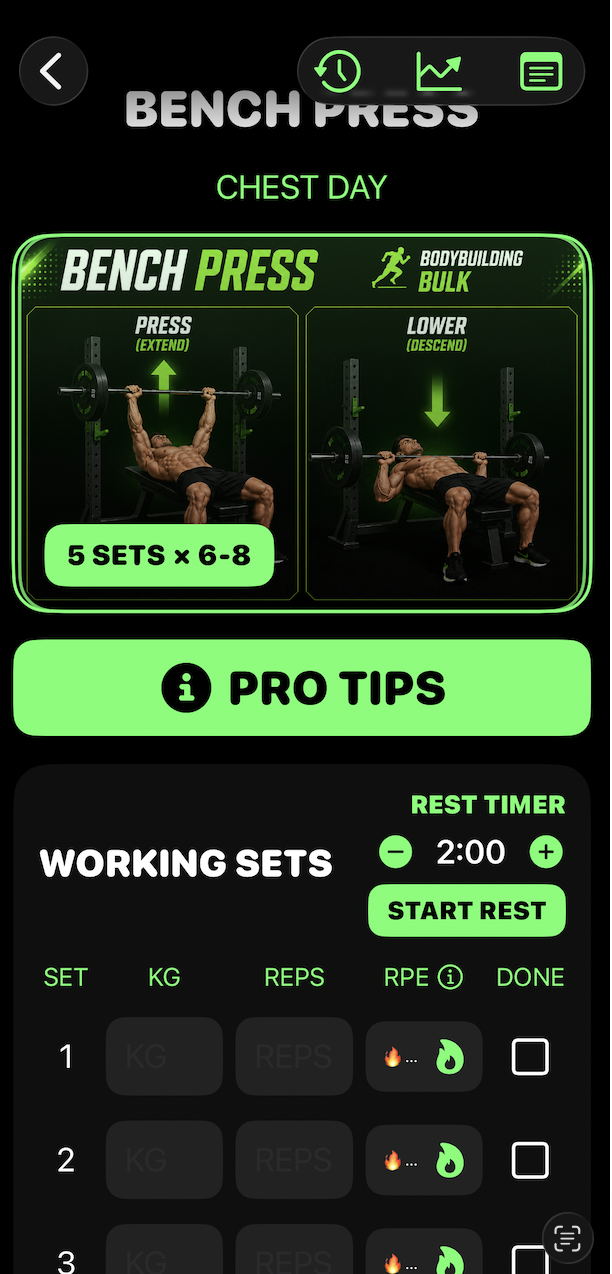 Nxtstep Fitness workout tracker screen